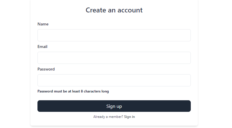 sign up form react with tailwind css
