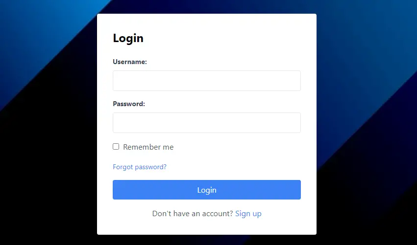 login form with background image