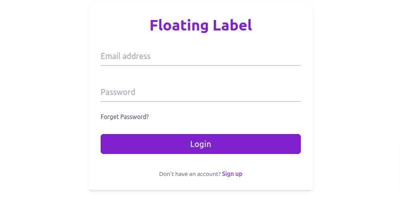 tailwind login page with floating lable