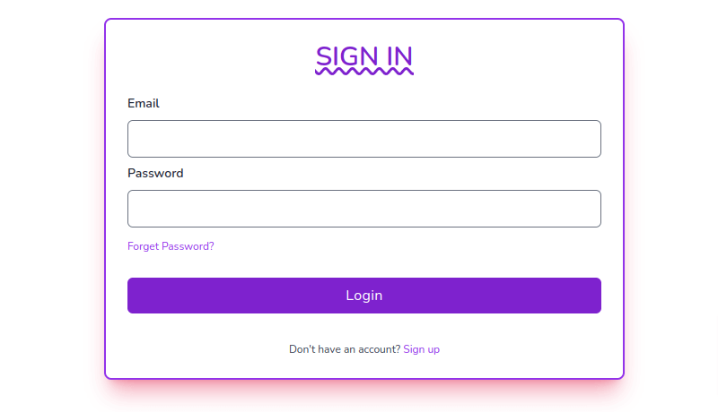 style login form with tailwind and react js