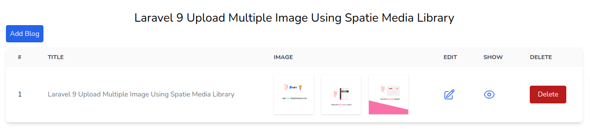 list multiple image with spatie media library in laravel 9