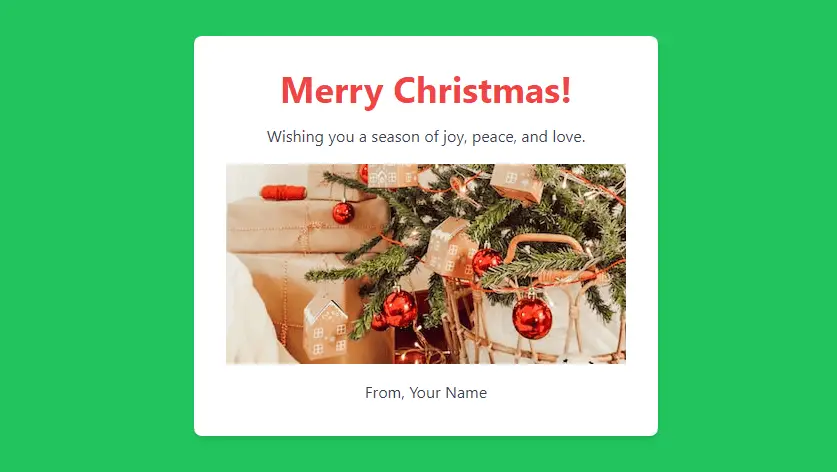 christmas card in tailwind
