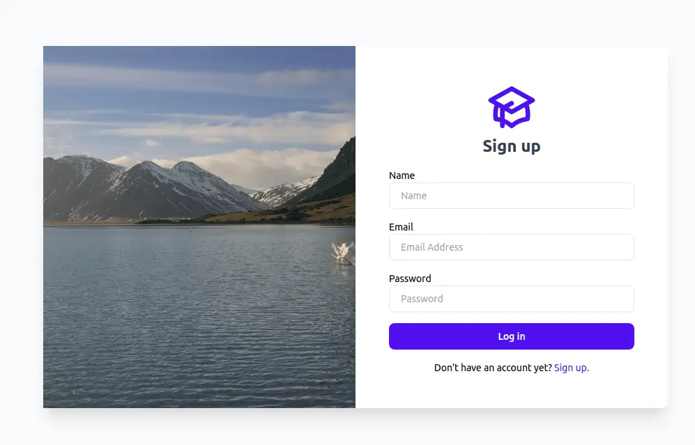Tailwind CSS Sign up Form with Image on Left Side Example