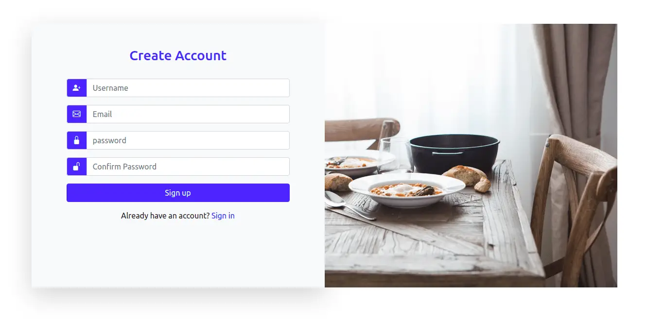  Bootstrap 5 Sign Up Form with Right Side Image Example