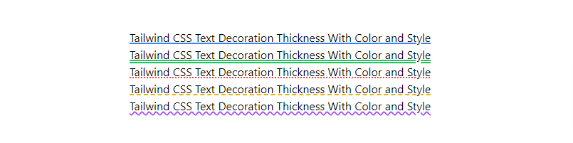 tailwind css text decoration thickness with color and style