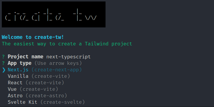 Install tailwind  next js + typescript