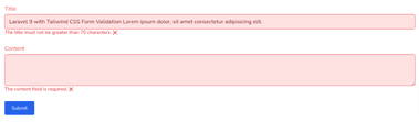 Laravel 9 with Tailwind CSS Form Validation Example