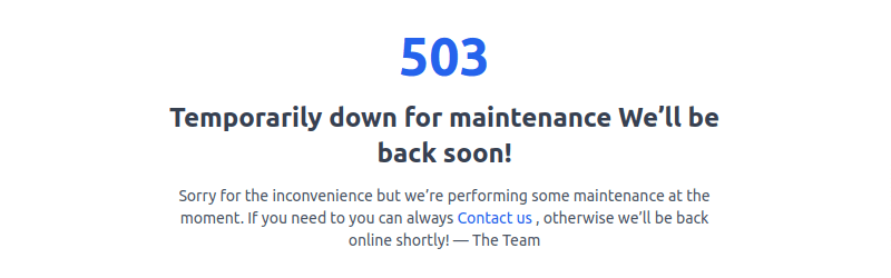 tailwind css 503 website down maintenance page