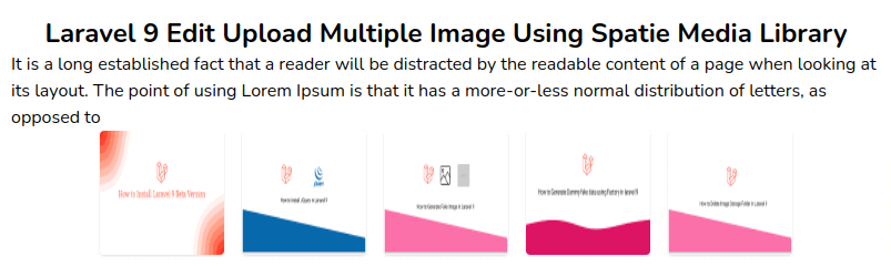 display show multiple image with spatie media library
