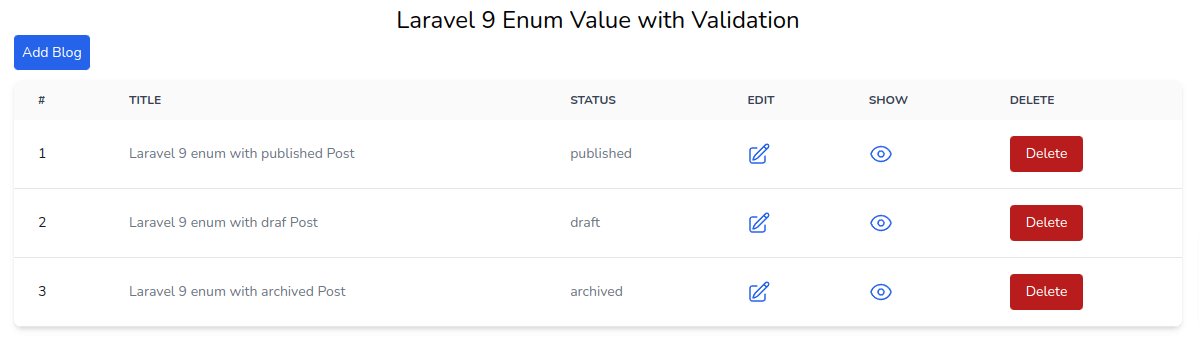 laravel 9 show enum value