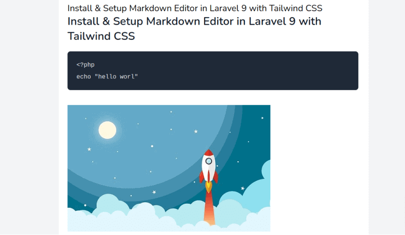 laravel markdown editor with tailwind css