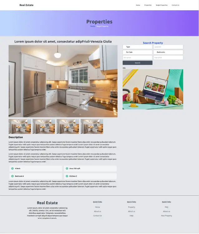 Tailwind CSS Real Estate Template