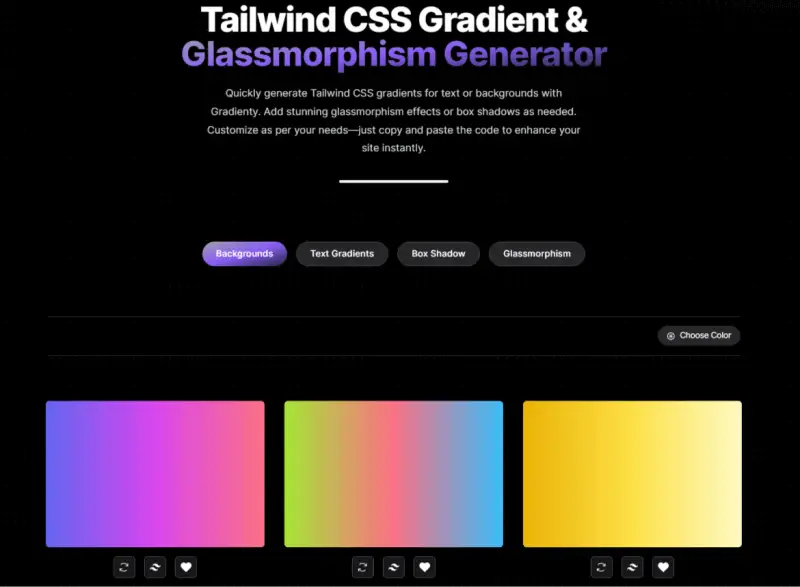 Tailwind CSS Gradient & Glassmorphism Generator